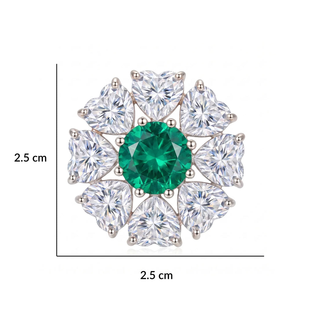 Green and white crystal floral stud earrings for women - RANGREZ (view 3)