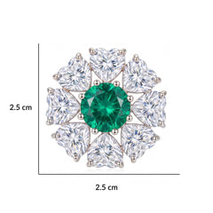 Reverse Crystal Floral Cluster Stud Earrings, Rhodium finish