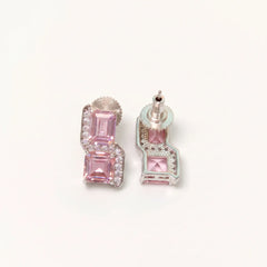 Square Cut Crystal Stud Earrings