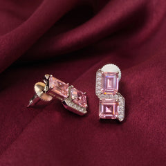 Square Cut Crystal Stud Earrings