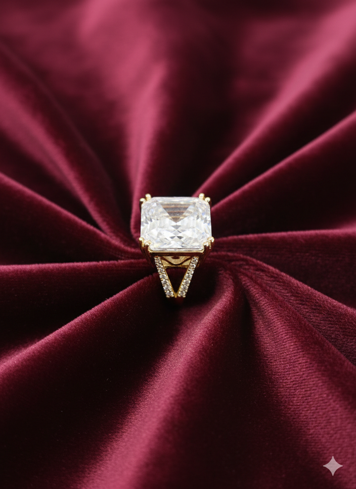 Statement Solitaire Ring Emerald Cut CZ