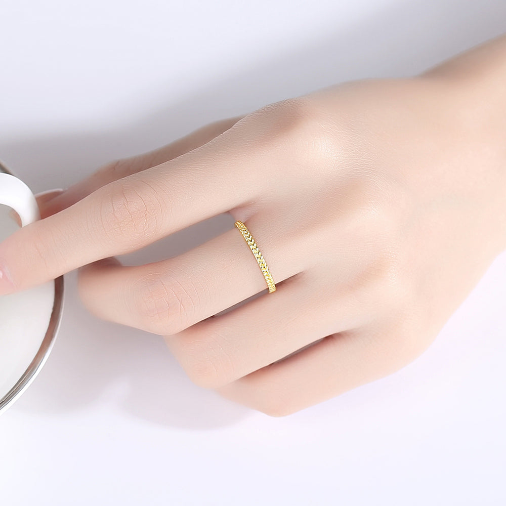 Gold plated silver band ring for women