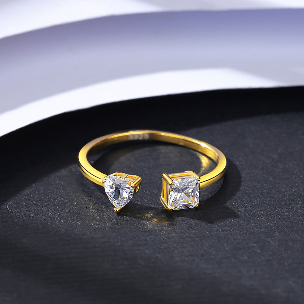 Gold plated stella diamond silver ring for women