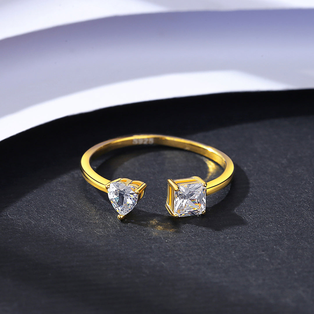 Gold plated stella diamond silver ring for women