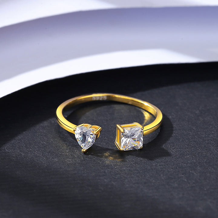 Gold plated stella diamond silver ring for women