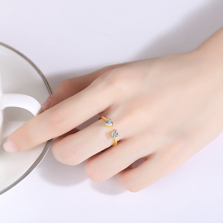 Gold plated stella stone Cut silver ring for women