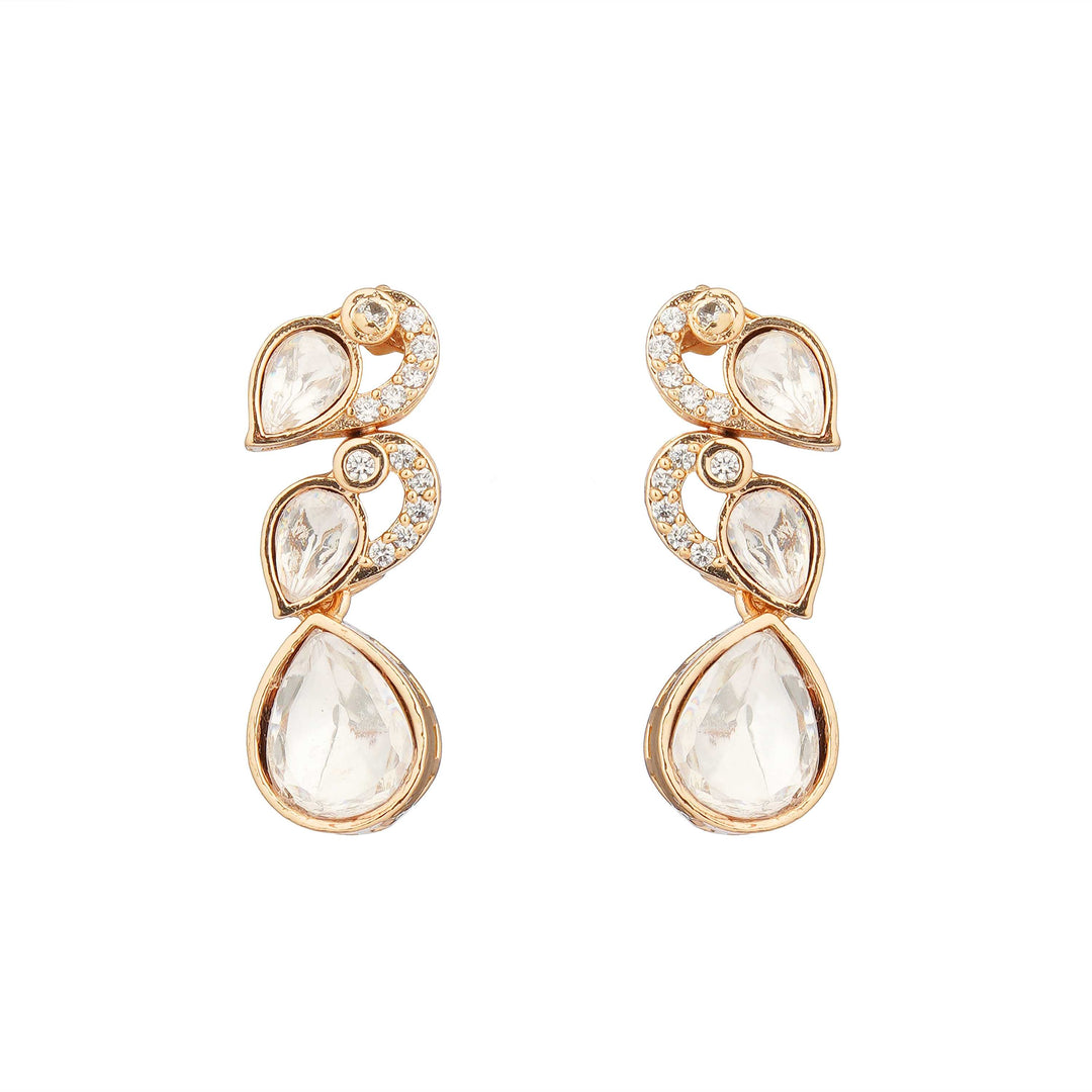 Golden Ethnic Polki Necklace Earrings Close-Up Product Image