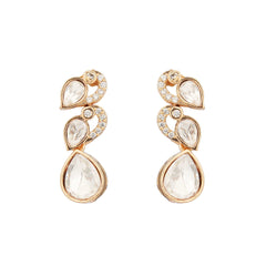Golden Ethnic Polki Necklace Earrings Close-Up Product Image