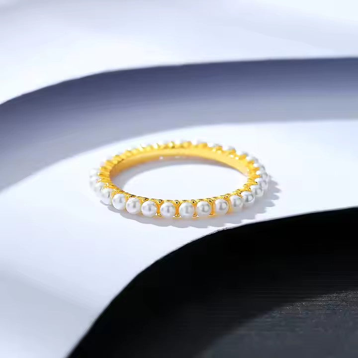 graceful pearl silver ring for women