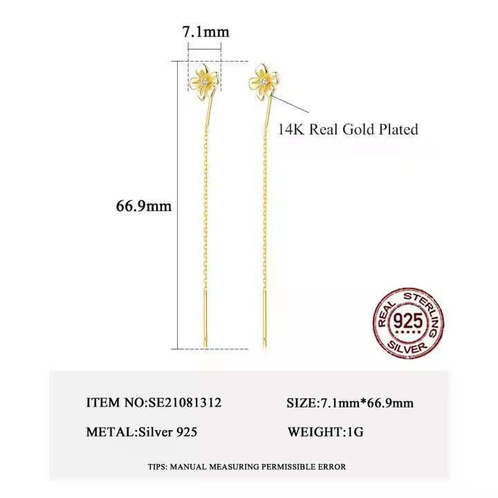Daizy Floral Threader Drop Earring