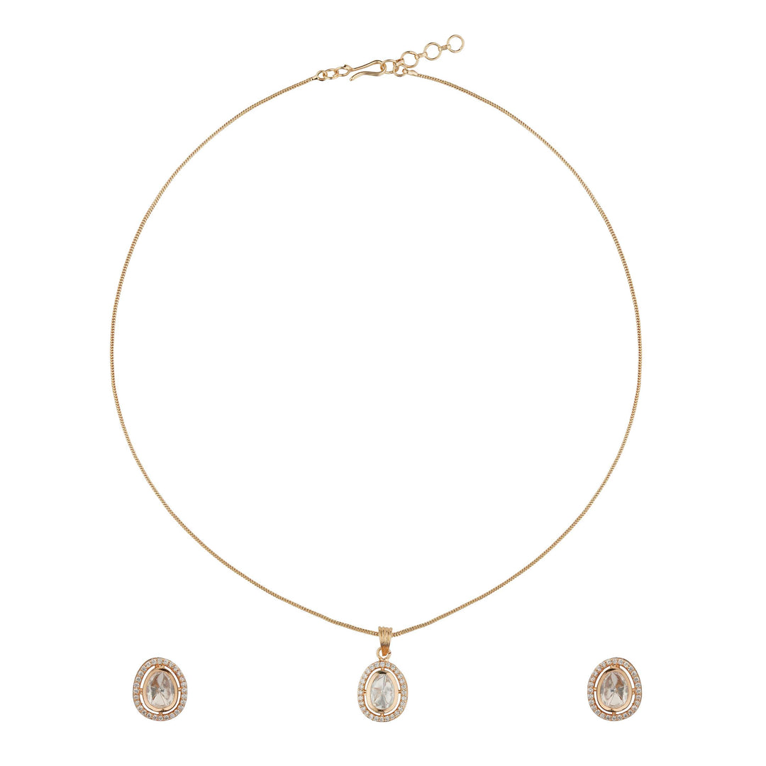 High class polki jewelry set with Earrings Close-Up Product Image