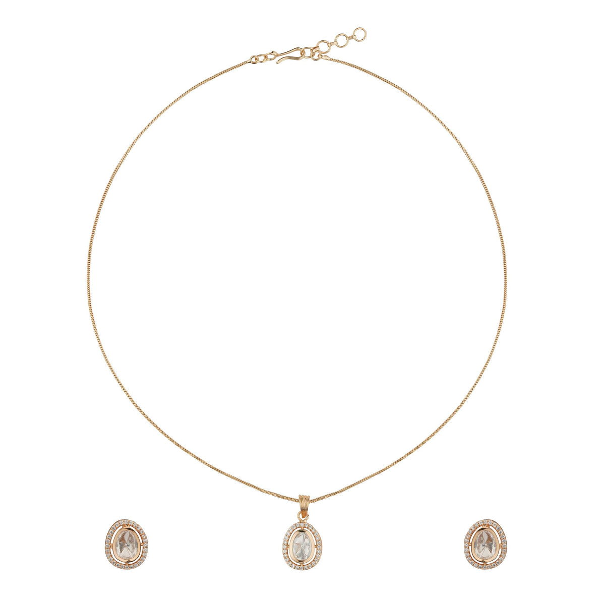 High class polki jewelry set with Earrings Close-Up Product Image