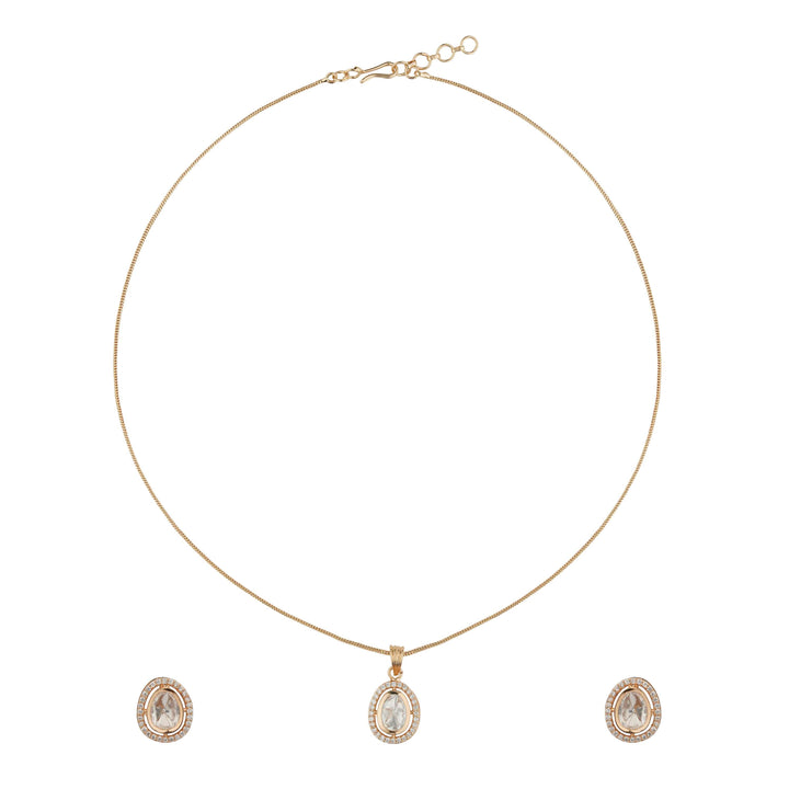 High class polki jewelry set with Earrings Close-Up Product Image