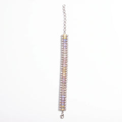 Pastel Multicolour Crystal Baguette Tennis Bracelet, Rhodium finish
