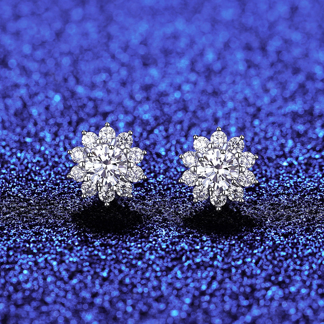 Cyra Diamond Flower Earrings—Soft Sparkle with Floral Charm