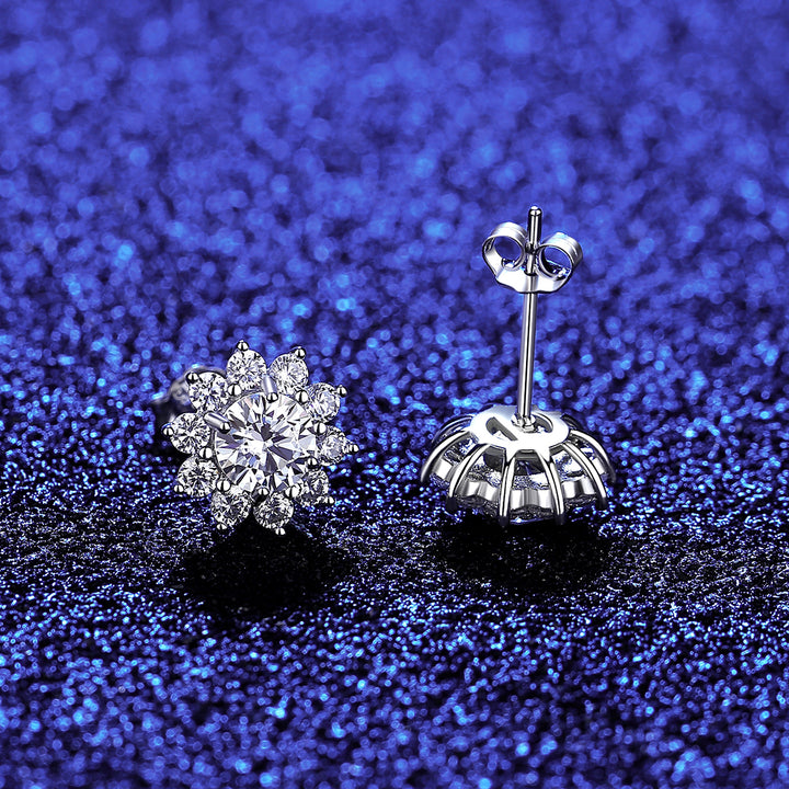 Cyra Diamond Flower Earrings—Soft Sparkle with Floral Charm