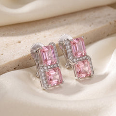 Square Cut Crystal Stud Earrings