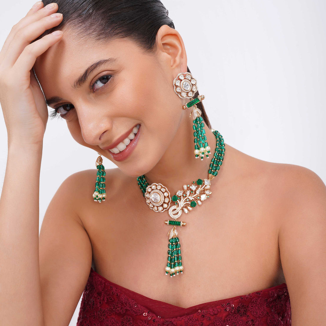 Lily emerald glow moissanite jewellery set