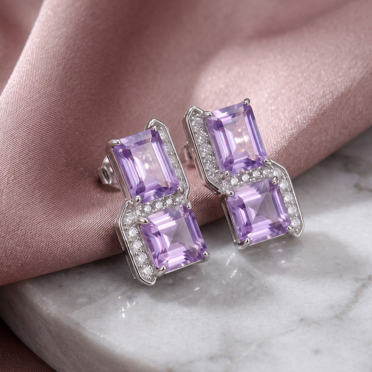 Square Cut Crystal Stud Earrings