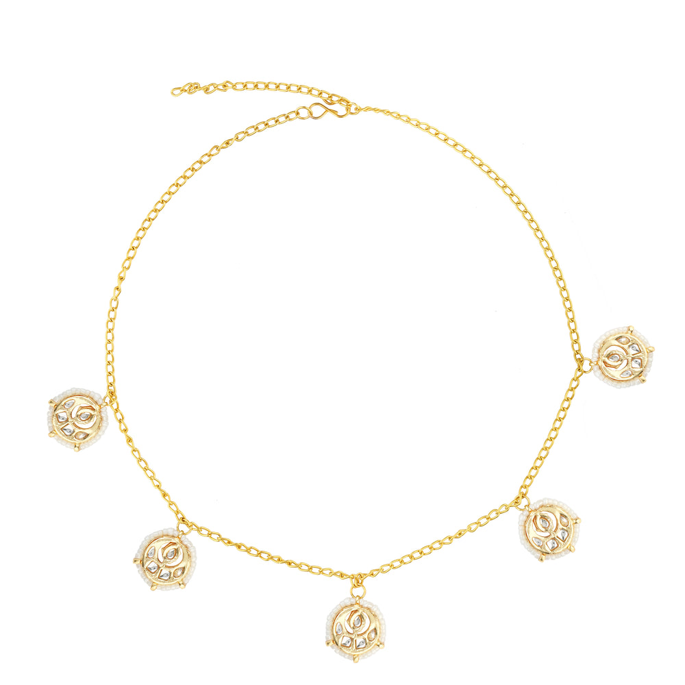 Maheen kundan pearl ethnic charm necklace set for women  Close-Up Product Image