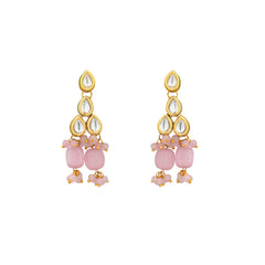 Noor gold plated pink Earrings Close-Up Product Image