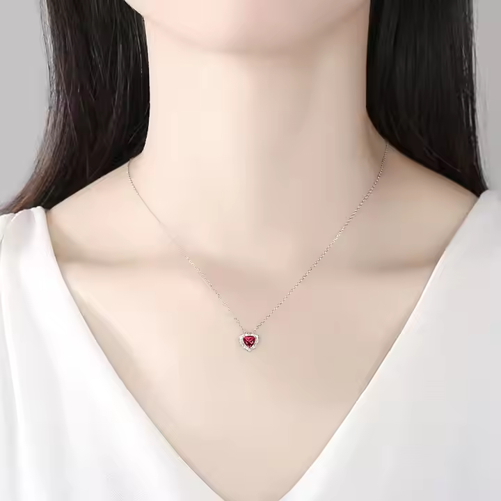 Nysa scarlet emerald cut pendant necklaces for women
