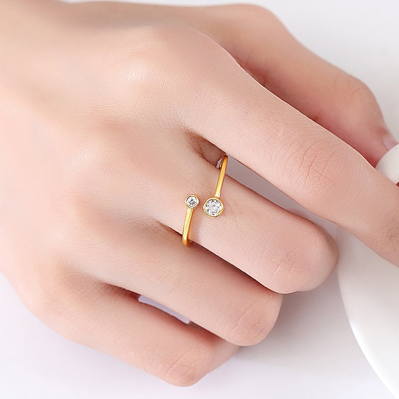 open gold plated silver ring for women