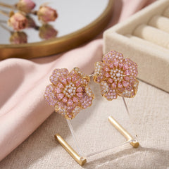 Crystal Micro-Pavé Bloom Flower Stud Earrings