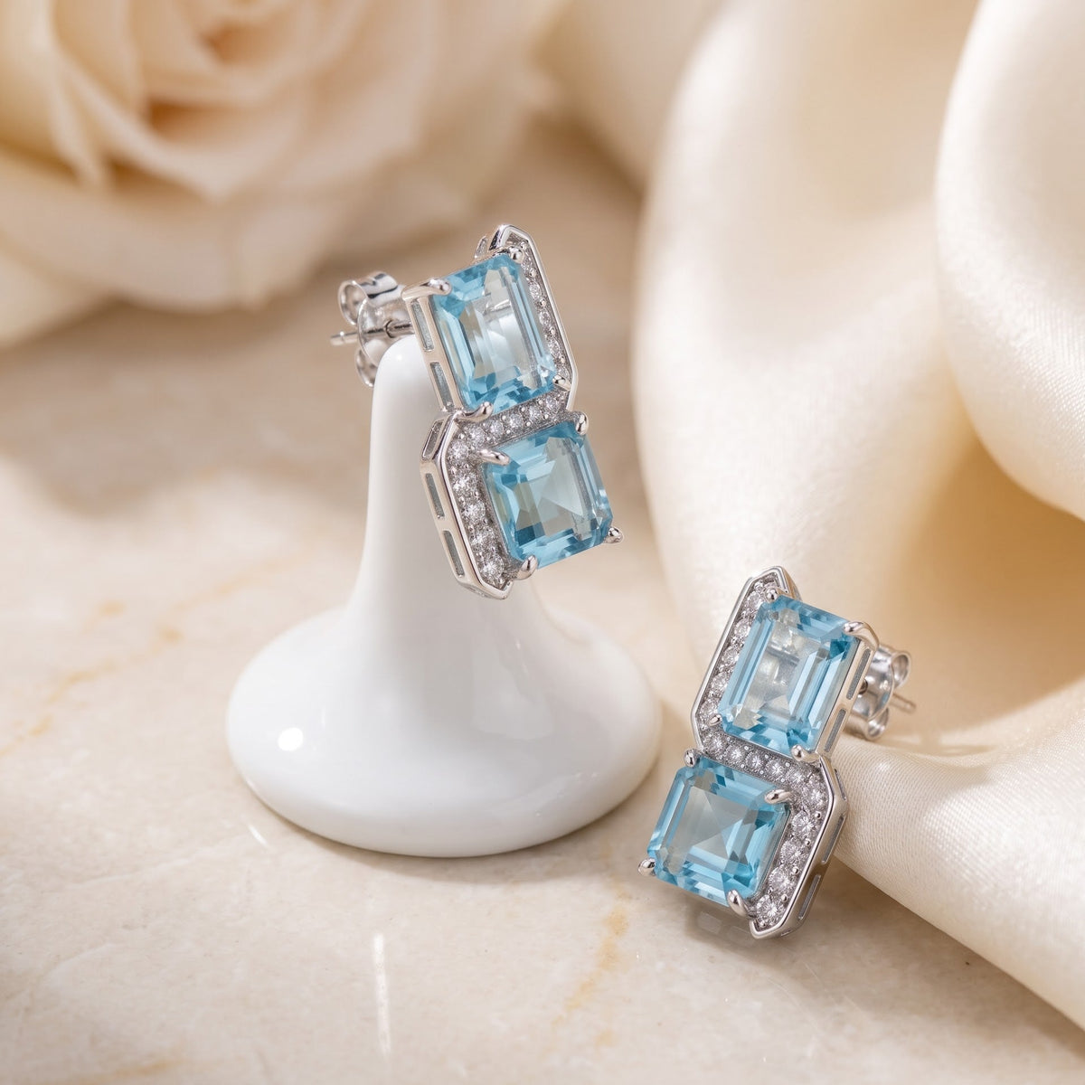Square Cut Crystal Stud Earrings