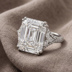 Hexa White Crystal Emerald Cut Statement Cocktail Ring
