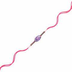 Om Purple Disc 92.5 Silver Rakhi with Crystal Beads
