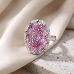 Oval Statement Crystal Cocktail Ring