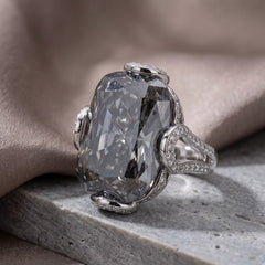 Cushion-Cut Statement Crystal Cocktail Ring