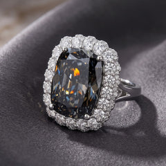 Cushion Halo Statement Crystal Cocktail Ring