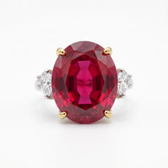 Trinity Crystal Oval Three-Stone Cocktail Ring, Gold & Rhodium finish