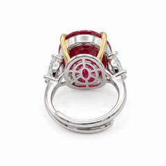 Trinity Crystal Oval Three-Stone Cocktail Ring, Gold & Rhodium finish