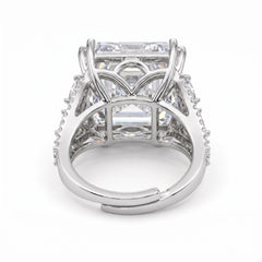 Hexa White Crystal Emerald Cut Statement Cocktail Ring
