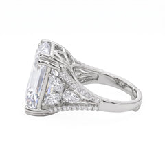 Hexa White Crystal Emerald Cut Statement Cocktail Ring