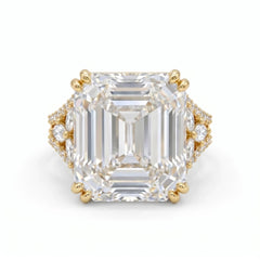 Hexa White Crystal Emerald Cut Statement Cocktail Ring