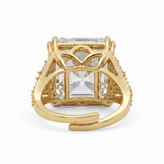Hexa White Crystal Emerald Cut Statement Cocktail Ring