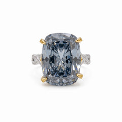 Duetta Grey Crystal Two-Tone Cocktail Ring, Cushion cut, Gold & Rhodium finish