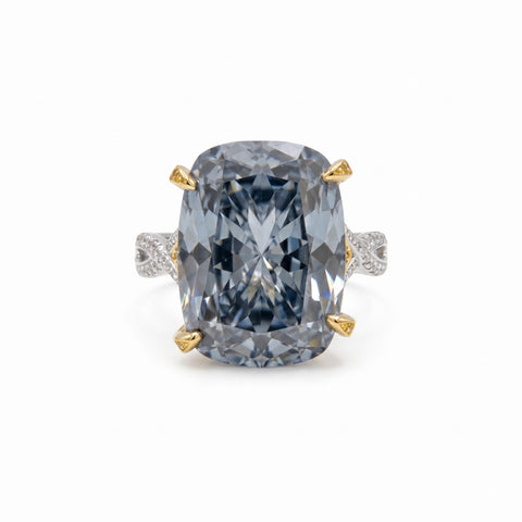 Duetta Grey Crystal Two-Tone Cocktail Ring, Cushion cut, Gold & Rhodium finish