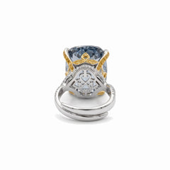 Duetta Grey Crystal Two-Tone Cocktail Ring, Cushion cut, Gold & Rhodium finish