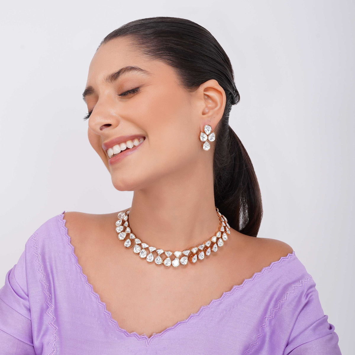 Romy Teardrop Necklace and Earrings Set – Moissanite Jewelry