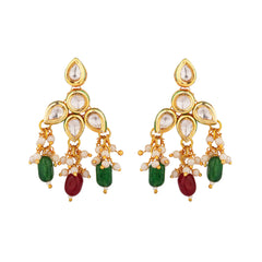 Royal Kundan Multicolor Bridal Jewelry Earrings Close-Up Product Image