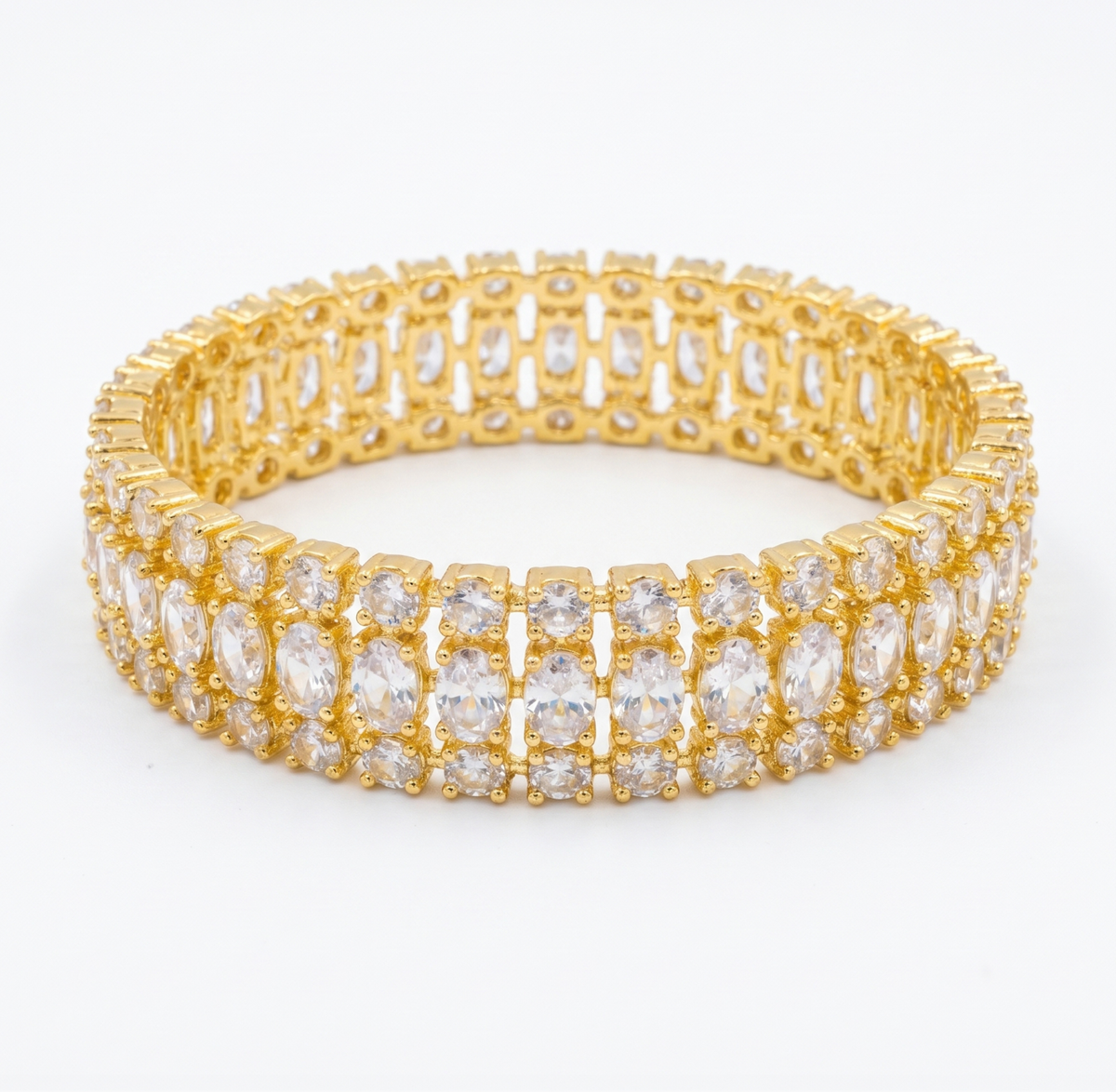 Gold-Tone Crystal Statement Bangles