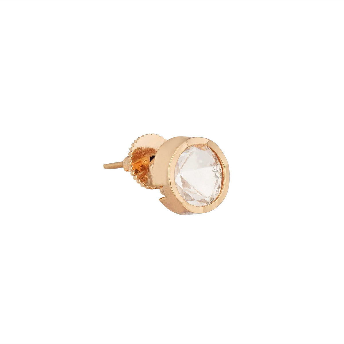 Single Gold-Tone Stud Earrings – Elegant Ethnic Jewellery  Close-Up Product Image
