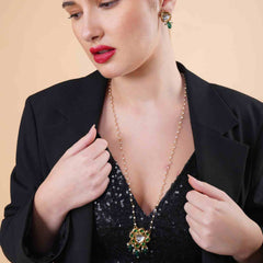 Traditional Gold Plated Jewellery with Green Stones 
