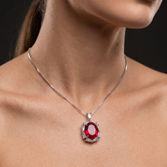 Red ruby oval cocktail ring for women, adjustable - RANGREZ (view 5)