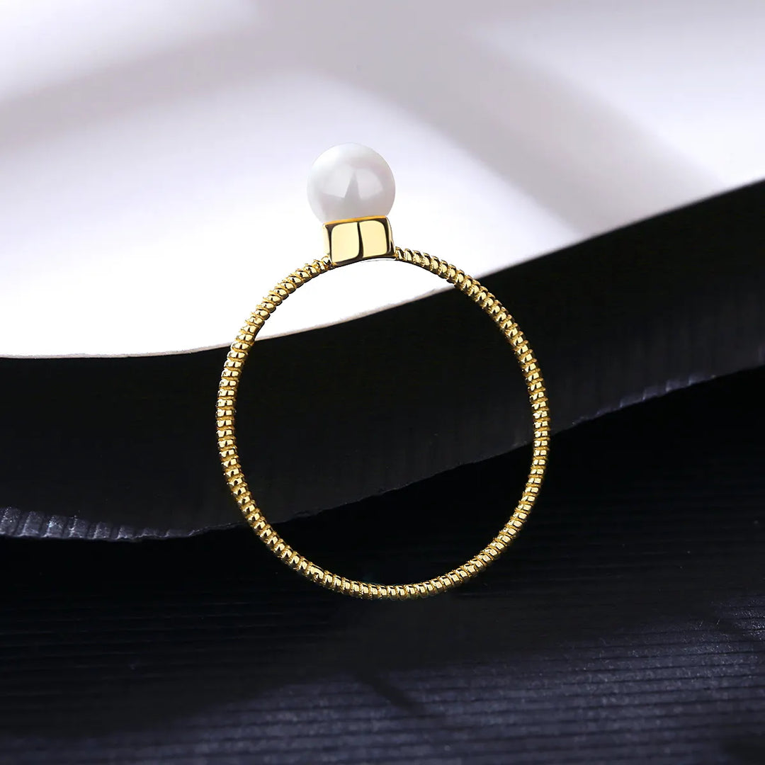 white pearl ring for women